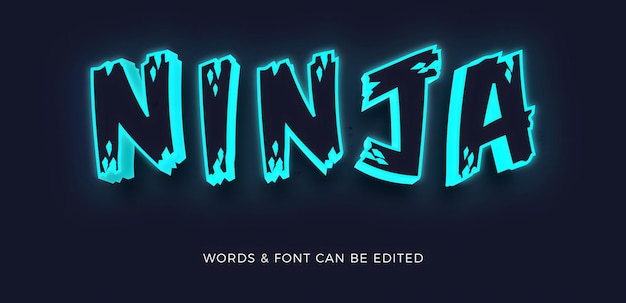 Efecto de texto de neón editable Efecto de mensaje Ninja
