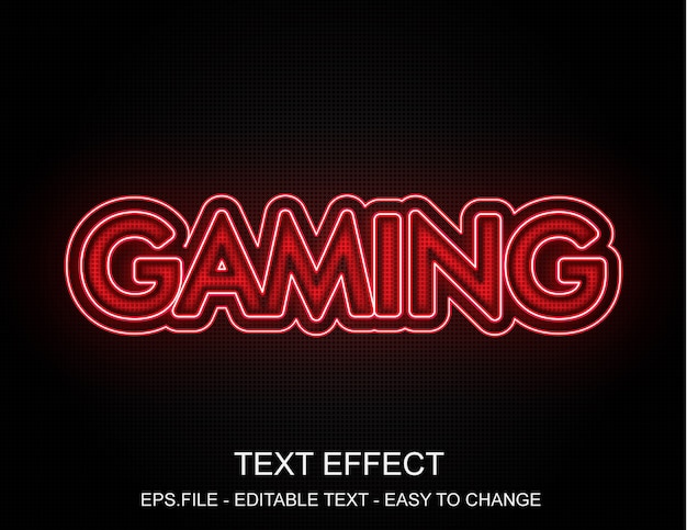 Efecto de texto de neón rojo para juegos