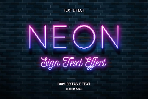 Vector efecto de texto de neón