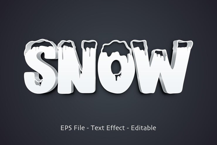 Vector efecto de texto de nieve editable y estilo de gradiente moderno