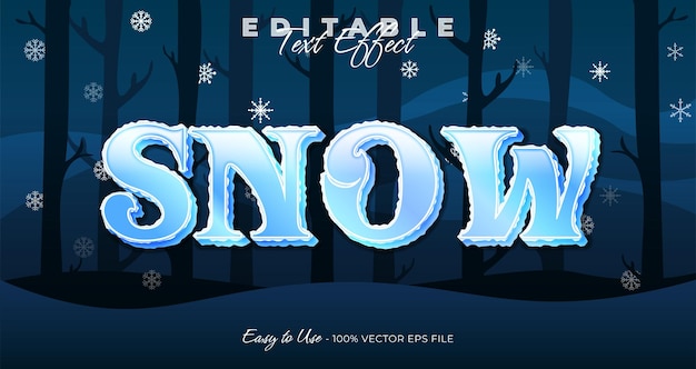Efecto de texto de nieve Estilo gráfico de plantilla de tipografía de hielo en 3D