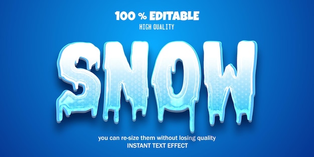 Vector efecto de texto de nieve vectorial libre