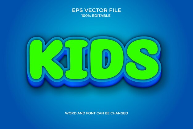 Un efecto de texto de niños azul y verde.