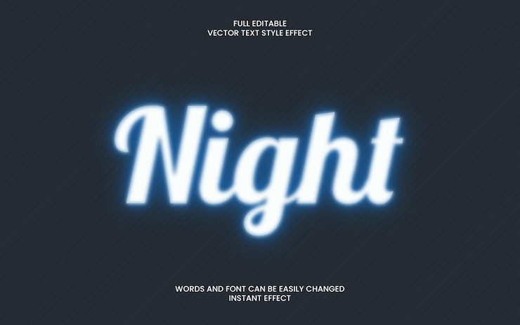 Vector efecto de texto nocturno