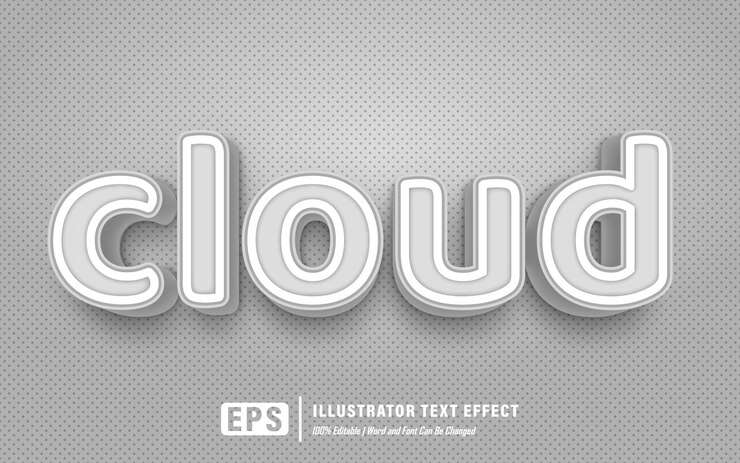 Vector efecto de texto en la nube - efecto de texto editable - la palabra y la fuente se pueden cambiar