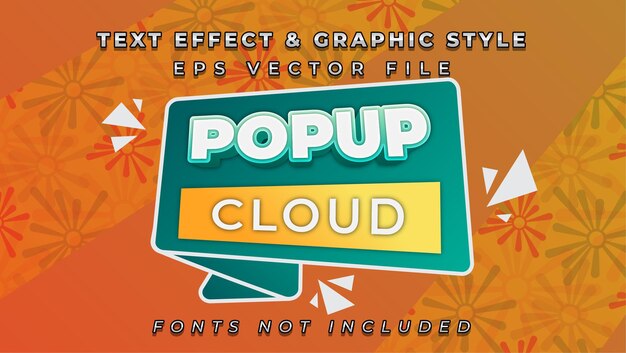 Vector efecto de texto de nube emergente