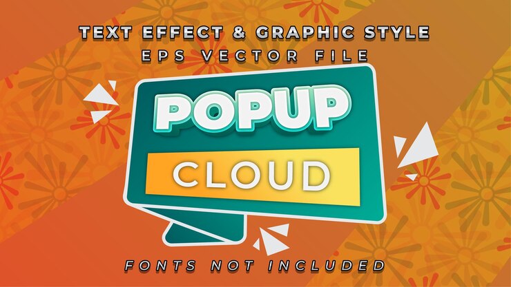 Vector efecto de texto de nube emergente