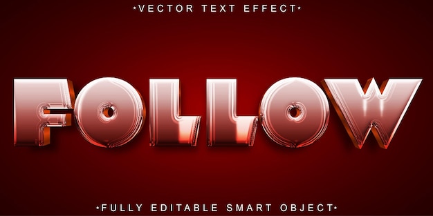 Efecto de texto de objeto inteligente completamente editable de Vector de seguimiento rojo