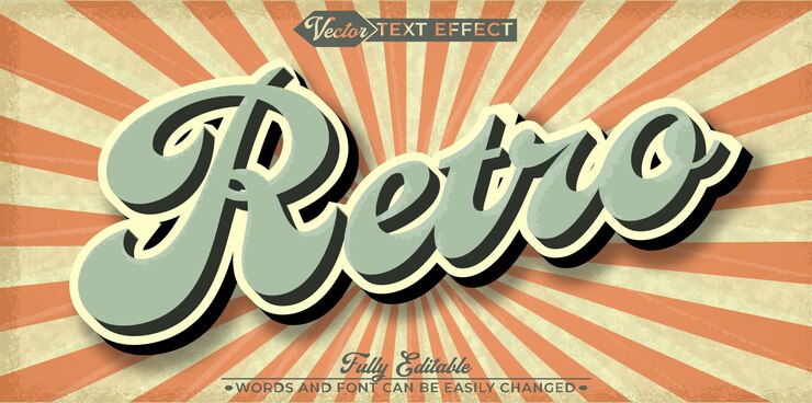 Vector efecto de texto de objeto inteligente retró vectorial rosado totalmente editable