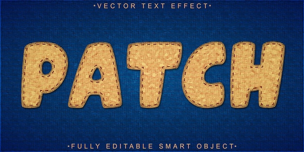 Efecto de texto de objeto inteligente totalmente editable de Jean Patch Vector