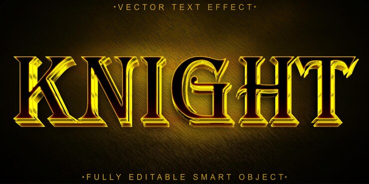 Vector efecto de texto de objeto inteligente totalmente editable de knight vector