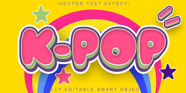Efecto de texto de objeto inteligente totalmente editable de KPop Vector