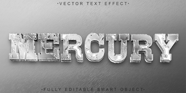 Efecto de texto de objeto inteligente totalmente editable de Mercury Vector