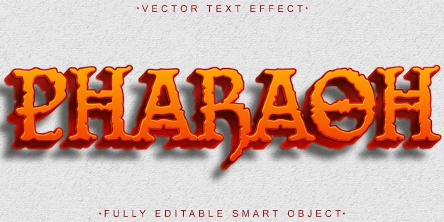 Efecto de texto de objeto inteligente totalmente editable de Orange Pharaoh Vector