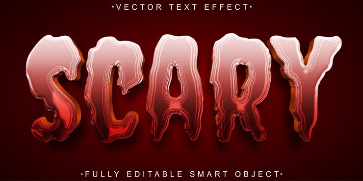 Vector efecto de texto de objeto inteligente totalmente editable de scary vector