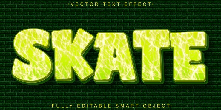 Vector efecto de texto de objeto inteligente totalmente editable de skate vector