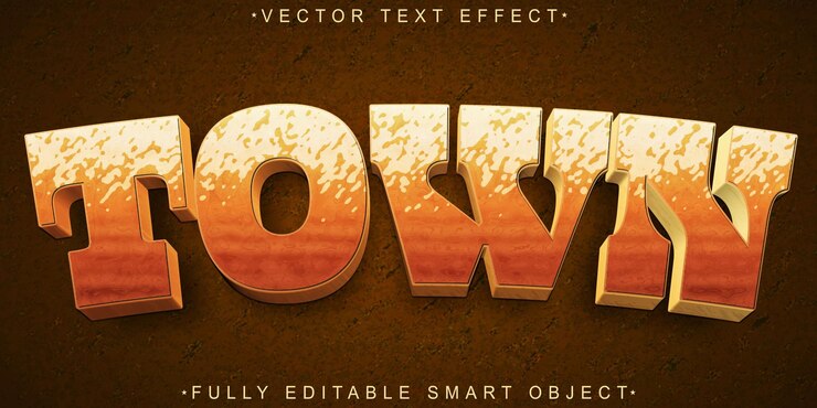 Vector efecto de texto de objeto inteligente totalmente editable de town vector
