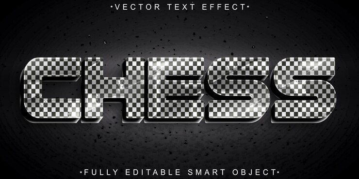 Vector efecto de texto de objeto inteligente totalmente editable de vector de ajedrez