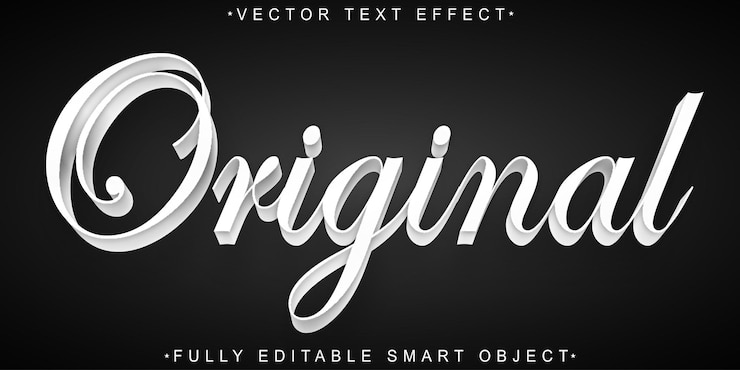 Vector efecto de texto de objeto inteligente totalmente editable de vector blanco original