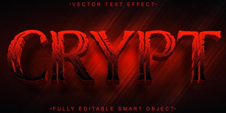 Vector efecto de texto de objeto inteligente totalmente editable de vector de cripta