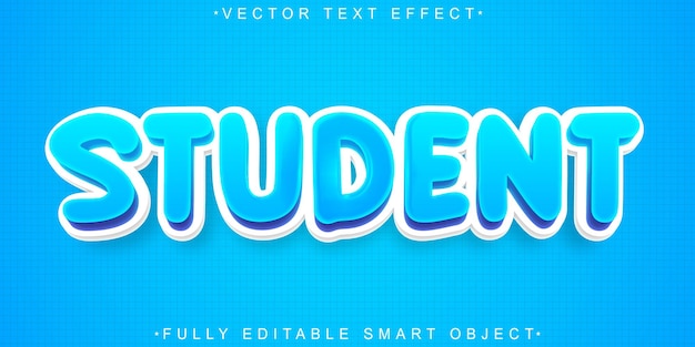 Efecto de texto de objeto inteligente totalmente editable de vector de estudiante naranja