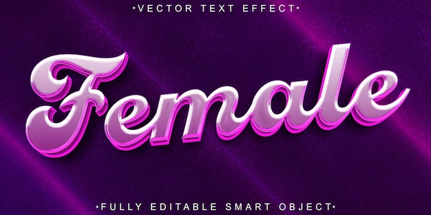 Efecto De Texto De Objeto Inteligente Totalmente Editable Vector Femenino Púrpura Suave