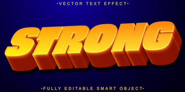 Efecto de texto de objeto inteligente totalmente editable de vector fuerte de dibujos animados