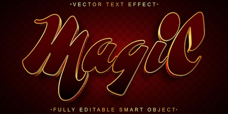 Vector efecto de texto de objeto inteligente totalmente editable de vector mágico