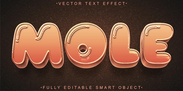 Efecto de texto de objeto inteligente totalmente editable de vector molar