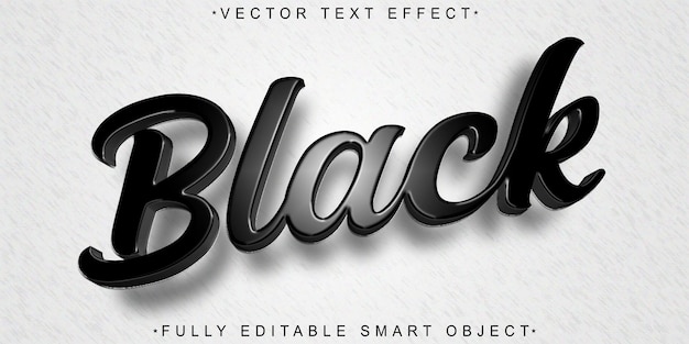 Vector efecto de texto de objeto inteligente totalmente editable de vector negro