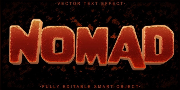 Efecto de texto de objeto inteligente totalmente editable de vector nómada