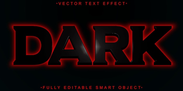 Vector efecto de texto de objeto inteligente totalmente editable de vector oscuro rojo y negro