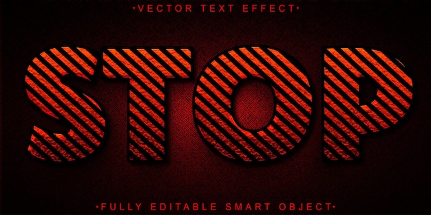 Efecto de texto de objeto inteligente totalmente editable del vector de parada rojo