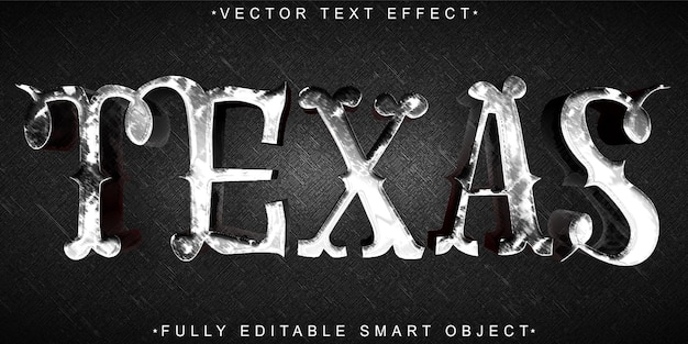Efecto de texto de objeto inteligente totalmente editable de Worn Western Texas Vector