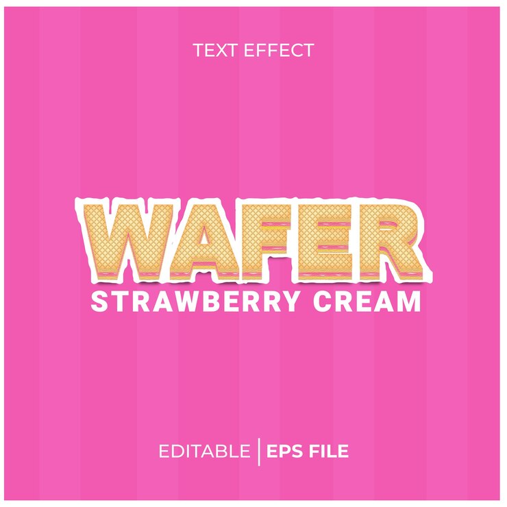 Vector efecto de texto de oblea crema