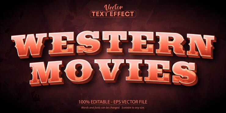 Vector efecto de texto occidental estilo de texto vintage editable