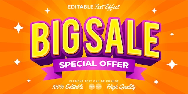 Vector efecto de texto de oferta especial de gran venta