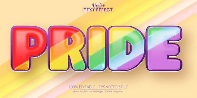 Vector efecto de texto de orgullo texto de orgullo lgbti editable y estilo de texto cómico