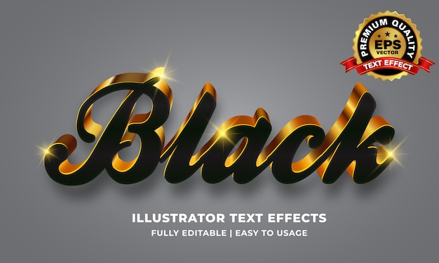 Vector efecto de texto de oro negro