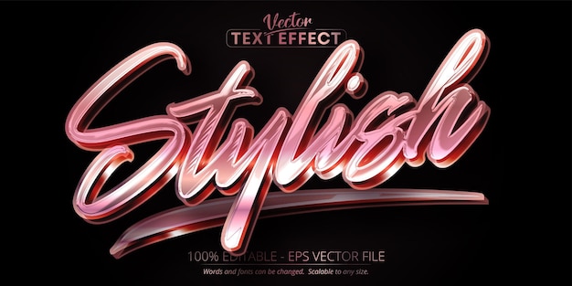 Vector efecto de texto de oro rosa estilo de texto elegante editable