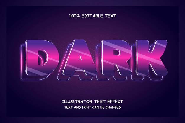 Efecto de texto oscuro y editable estilo moderno de neón