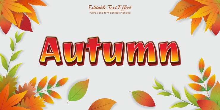 Vector efecto de texto de otoño estilo tipografía editable letras y hojas de arce marco de fondo de la temporada de otoño