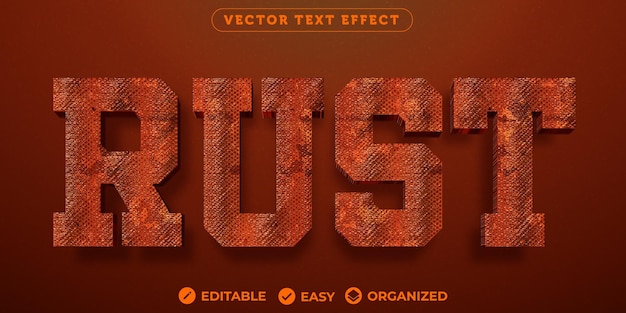 Vector efecto de texto oxidadoefecto de texto de fuente totalmente editable
