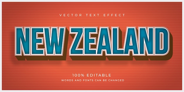 Vector efecto de texto de país de nueva zelanda