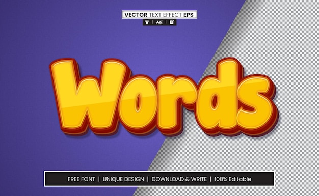 Efecto de texto de palabras 3D totalmente editable