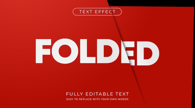 Vector efecto de texto de papel doblado estilo de fuente editable