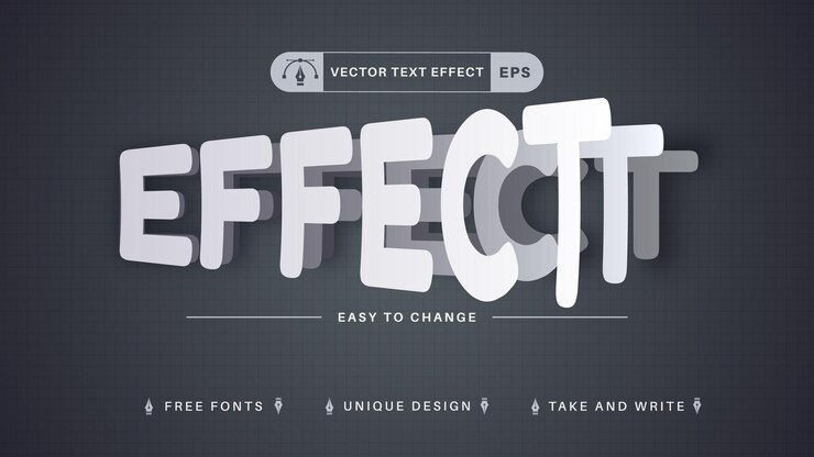 Vector efecto de texto de papel efecto de texto editable, estilo de fuente