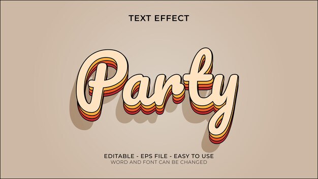 Vector efecto de texto party listo para su uso