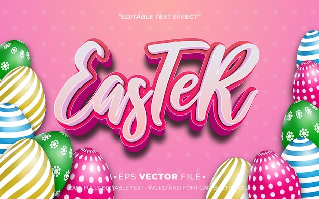 Efecto de texto de Pascua vector 3D editable