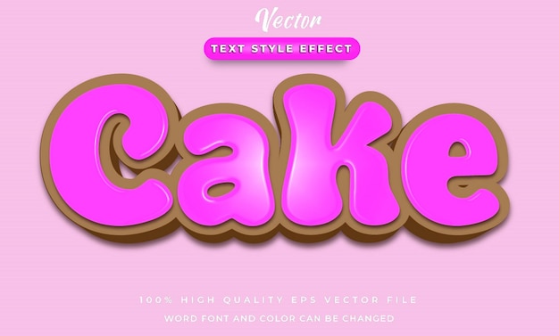 Vector efecto de texto de pastel con estilo 3d.